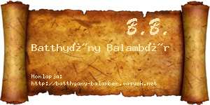 Batthyány Balambér névjegykártya